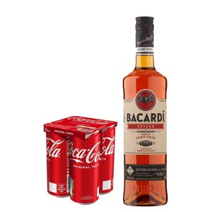 Bacardi spiced 0,7L + 4pack coca cola 0,33l plech