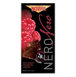 Čokoláda Nero Nero s malinami a mandlemi 75g