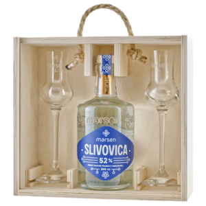 Marsen Slivovice 52% 0,5L (dárkové balení s 2 skleničkami)