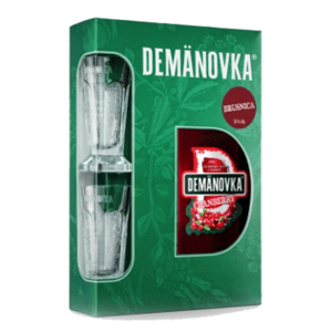 Demänovka Brusnica 30% 0,7l (dárkové balení s 2 skleničkami)