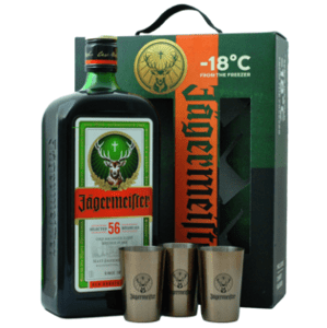 Jägermeister 35% 1,0L (dárkové balení s 3 pohárky)