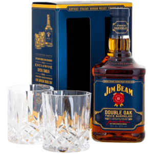 Jim Beam Double Oak 43% 0,7L (dárkové balení s 2 skleničkami)