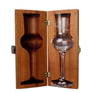 Hcrystal Luxusní dřevěné pouzdro se skleničkou - Mahagon