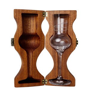 Hcrystal Luxusní dřevené pouzdro se skleničkou - Tvarovaný Mahagon