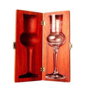 Hcrystal Luxusní dřevené pouzdro se skleničkou - Africký padouk