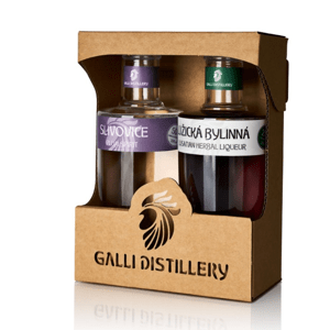 Galli distillery dárkové balení Slivovice 50% a Lužická bylinná 25 %, 2 x 0,2l